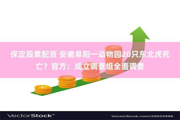 保定股票配资 安徽阜阳一动物园20只东北虎死亡？官方：成立调查组全面调查