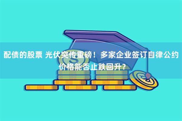 配债的股票 光伏突传重磅！多家企业签订自律公约 价格能否止跌回升？